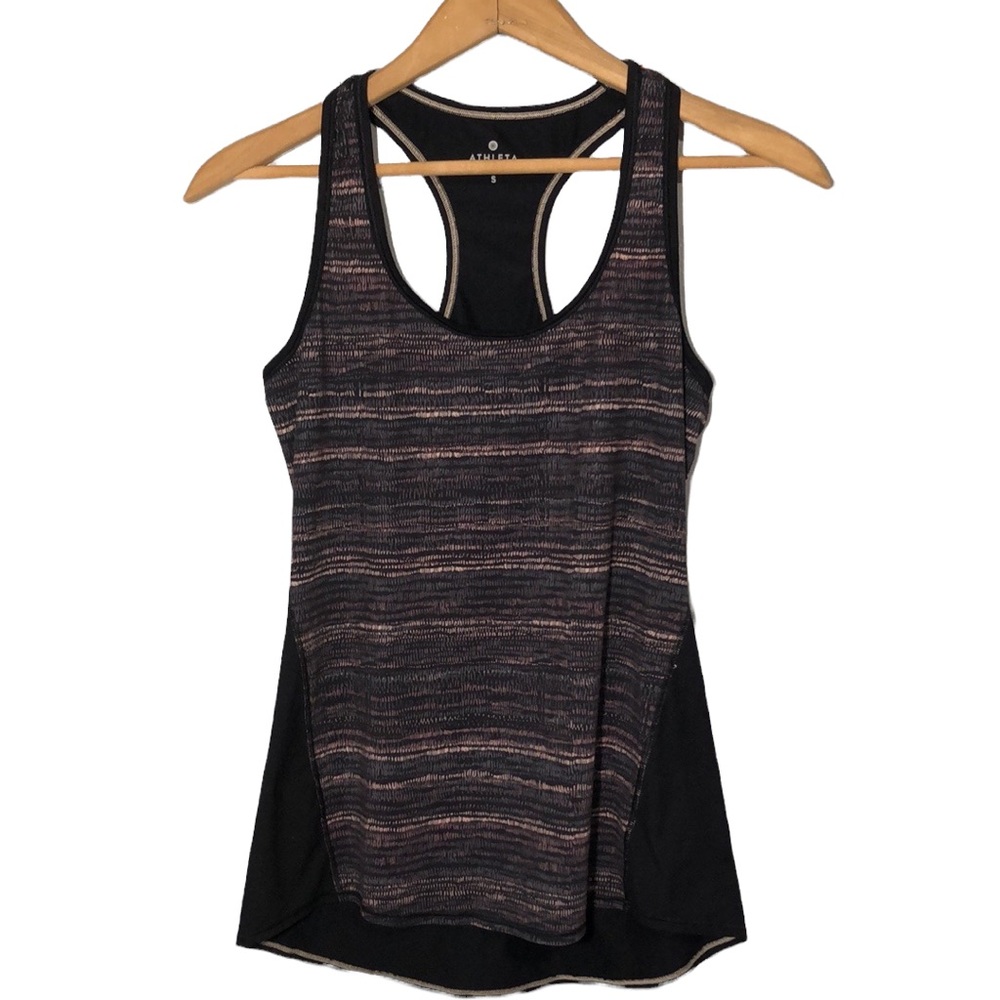 ATHLETA | Women’s Chi Racerback Tank Top in Mocha Beige Retreat Print size Small
